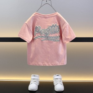 戴维贝拉男童粉色T恤短袖夏季2024新款宝宝夏装小童痞帅洋气儿童