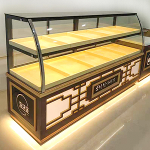 中式糕点展示柜弧形面包柜商用烘焙桃酥柜蛋糕柜可推拉面包玻璃柜