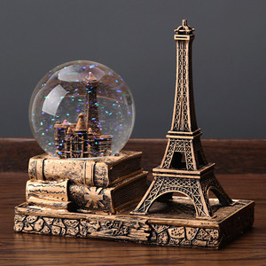 摆件家居饰品小古巴黎埃菲尔铁塔水晶球创意酒柜装客厅桌面小摆设