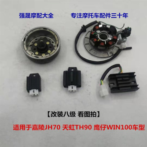 适用嘉陵70/天虹90鹰仔w100线圈6V改装12V/大功率磁电机带疝气灯