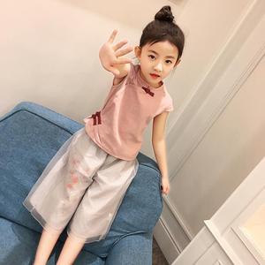 童装女童夏装2024新款套装时髦洋气女孩衣服儿童中国风小孩汉服潮