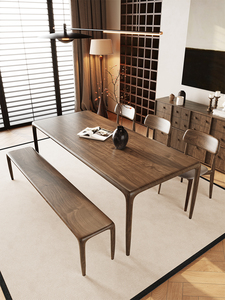 北美黑胡桃木餐桌全实木榫卯结构桌子北欧原木家用长方形书桌茶桌
