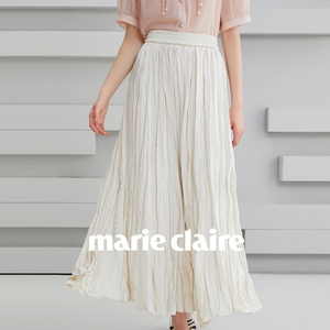 marie claire嘉人女装半身裙夏季新款半截裙A字裙显瘦高级感长裙