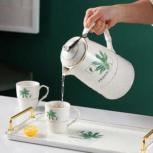 耐高温陶瓷冷水壶套装凉水壶茶壶水杯创意北欧带托盘大容量柠檬冰
