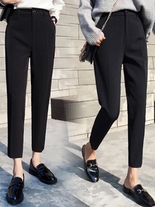 LILY官方旗舰黑色西装裤女2024夏季薄款八九分小个子工装裤子休闲