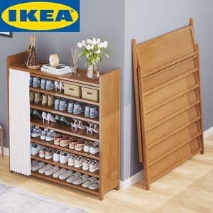 IKEA宜家楠竹鞋架家用门口分层隔板简约多层防尘鞋柜免安装收纳神