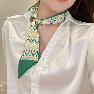 显白牛油果绿脖子上的小丝巾缠包装饰品丝带绑发飘带发带领巾高级