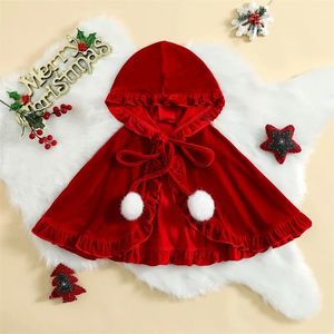 Toddler Baby Girls Christmas Red Cloak Lovely Soft Hooded La