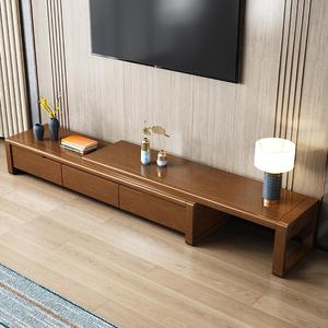 宜家实木电视柜现代简约新中式小户型伸缩组合客厅简易电视柜