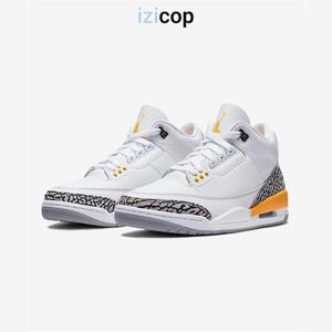 Air Jordan 3 AJ3 白橙黄 湖人配色爆裂纹 篮球运动鞋 CK9246-108