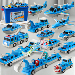 儿童磁吸力拼接玩具百变形工程车机器人金刚男孩益智幼儿园3-6岁