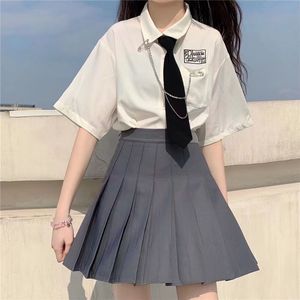 巴拉巴拉清仓学院风夏季新款套装女学生韩版宽松JK短袖衬衫+高腰