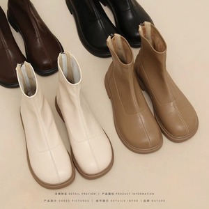 达芙妮自然卷弹力裸靴2024年新款韩版瘦瘦靴单靴马丁靴春秋平底款