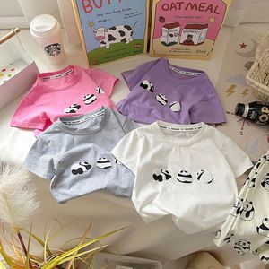 巴拉巴柆韩系儿童夏季熊猫T恤短裤套装男童女童宝宝韩版洋气单件