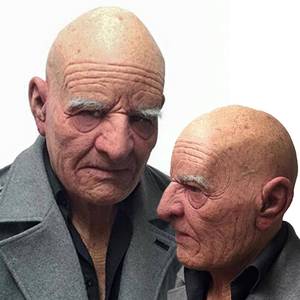 人脸用品硅胶面具整蛊升级老人光头CD变装乳胶易容成人老头仿真