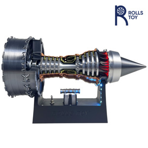 罗罗航空飞机涡扇涡喷发动机模型引擎3D打印仿真玩具 带尾焰LED灯