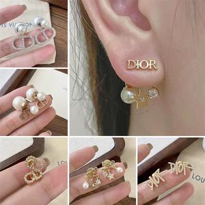 Dior/迪奥耳钉女士经典CD字母珍珠耳环复古镶钻耳坠耳饰礼物