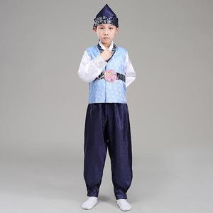 朝鲜服族男童演出服男孩韩服小学生儿童鲜族服装少数民族韩国古装