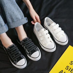 star匡威2024夏季新款低帮韩版魔术贴帆布鞋女学生板鞋懒人小白鞋