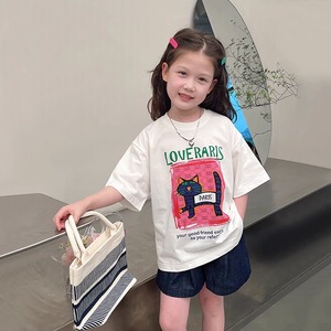 巴拉吧拉女童韩版T恤2024夏装新款儿童短袖上衣中大童装洋气爆款