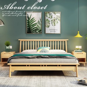 IKEA/宜家北欧全实木床1.8双人主卧1.5米单人民宿床经济型家具