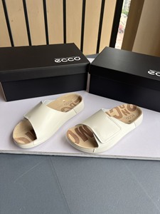 欧洲代购ECCO/爱步女鞋 2024新款女士魔术贴平底外穿一字拖鞋