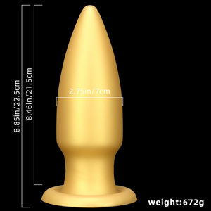 金色液态硅胶7cm巨型尖头肛塞柔软拳交扩肛情趣用品同志肛门玩具