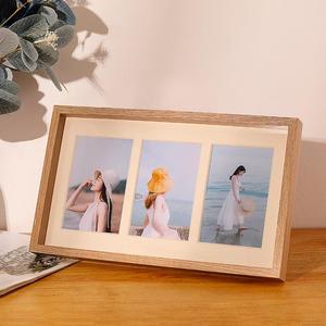 创意组合质四连框6寸相框摆台木照三片挂情侣婚纱洗照片相片可墙