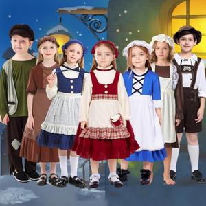 丹麦服装卖火柴的小女孩儿童平民老奶奶话剧演出服欧洲中世纪服装
