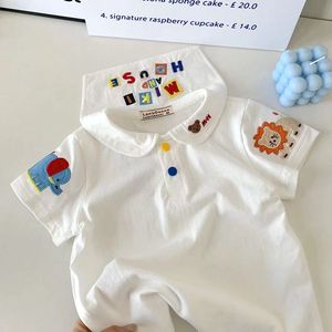 巴拉巴柆可爱的短袖T恤~夏季日系新款儿童卡通刺绣海军风短袖上衣