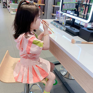 巴拉巴柆韩系女童套装夏季新款2023女宝休闲运动套装儿童韩版短袖