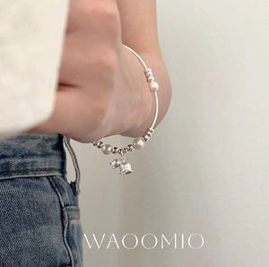 Waoomio925铃兰花弯管手链淡水珍珠纯银手链小众设计清冷感手链女