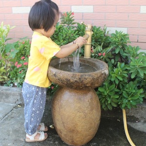 幼儿园专用洗手盆户外立柱一体式儿童原石头水池台盆复古庭院批发