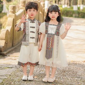 儿童少数韩系民族风傣族服装夏季2024新款男女童西域风情幼儿园演