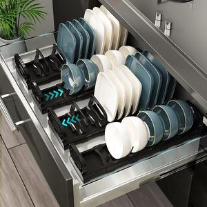 沥水架餐具盘分隔置物架碟架橱柜抽屉碗架内置家用厨房收纳盒碗碟
