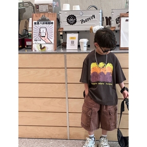 巴啦巴啦小杰家2024夏季新款韩版男童时尚字母洋气短袖T恤儿爆款