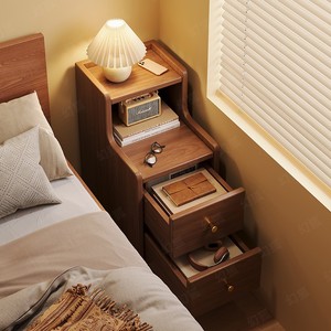 IKEA宜家床头柜简约现代卧室家用超窄实木色夹缝床边置物架小型收