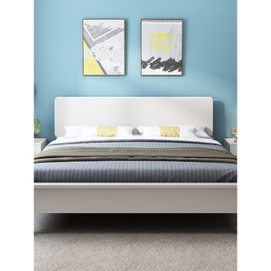 顾家家居床 实木床1.8米现代简约白色双人床1.5m出租房经济型简易