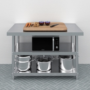 不锈钢工作台厨房加厚操作台置物架商用家用案板切菜台可移动桌子