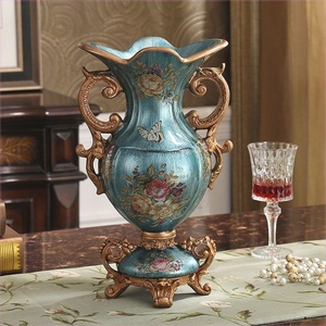 欧式美式复古树脂花瓶摆件客厅插花玄关餐桌花艺装饰乔迁结婚礼物
