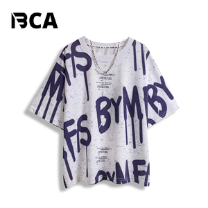 BCA夏季2024新款男童时尚短袖休闲运动宽松潮流字母T恤