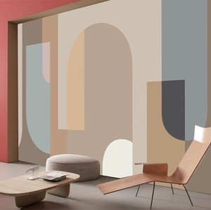 3d莫兰迪色墙纸几何拼色壁画简约现代创意个性客厅背景墙壁纸大气