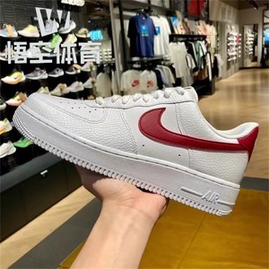 Nike耐克男鞋Air Force1经典白红空军一号休闲夏季板鞋CZ0326-100