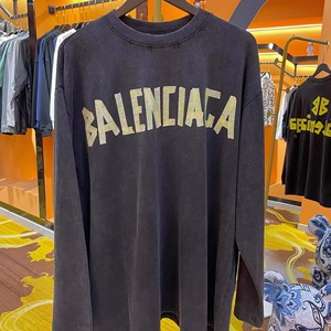 Balenciaga/巴黎世家 24ss新款胶带字母印花logo 长袖T恤男上衣女