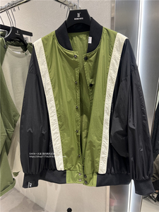 bobo1972美式撞色棒球服外套设计感夹克女oversize上衣军绿色夹克