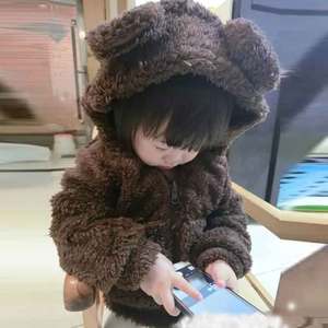 童装宝宝秋新款韩版儿童拉链外套衣男女孩熊猫加厚毛毛衣带帽促销