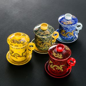 景德镇青花瓷茶具个人水杯子过滤茶杯带盖办公复古泡茶杯定制logo