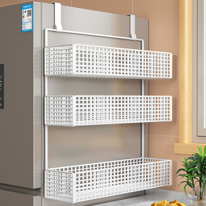 冰箱置物架侧面多功能收纳架厨房用品免打孔保鲜膜袋调料侧壁挂架