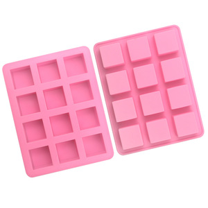 12孔正方形方格硅胶模具手工红糖块滴胶方形方块造型手工巧克力模