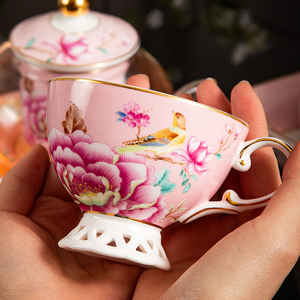 高颜值花茶杯壶套装欧式骨瓷咖啡杯碟勺 家用商用陶瓷杯茶杯水杯